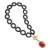 Black Onyx Necklace with Red Coral and Diamond Pendant N14764BO_P14741DC